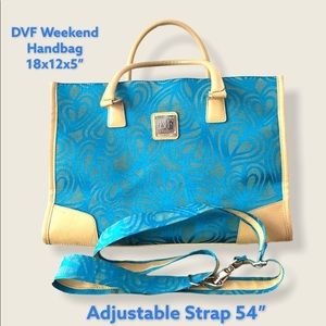 DIANE VON FURSTENBERG  Extra large blue tote multiple pockets oversized